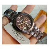 Fossil Perfect Boyfriend Multifunction Maroon Dial Maroon Steel Strap Watch for Women - ES4110 Buy Now By Fossil