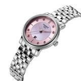 Tissot T Classic Carson Premium Lady Mother of Pearl Pink Dial Silver Steel Strap Watch For Women - T122.210.11.159.00 Buy Now By Tissot