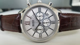 Hugo Boss Ambassador Chronograph Silver Dial Brown Leather Strap Watch For Men - HB1513195 Buy Now By Hugo Boss