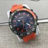 Fossil Bannon Chronograph Grey Dial Orange Silicone Strap Watch for Men - BQ2500 Buy Now By Fossil