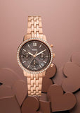 Fossil Neutra Chronograph Mother of Pearl Brown Dial Rose Gold Steel Strap Watch for Women - ES5218 Buy Now By Fossil
