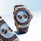Guess Rigor Analogue Quartz Blue Dial Brown Leather Strap Watch For Men - W0040G10 Buy Now By Guess