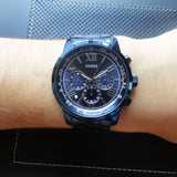 Guess Horizon Chronograph Black Dial Blue Steel Strap Watch For Men - W0379G5 Buy Now By Guess