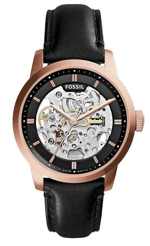 Fossil Townsman Automatic Skeleton Black Dial Black Leather Strap Watch for Men - ME3084 Buy Now By Fossil