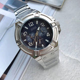 Guess Rigor Quartz Black Dial Silver Steel Strap Watch For Men - W0218G2 Buy Now By Guess