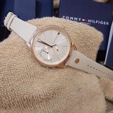 Tommy Hilfiger Brooke Quartz White Dial Cream Leather Strap Watch for Women - 1782022 Buy Now By Tommy Hilfiger