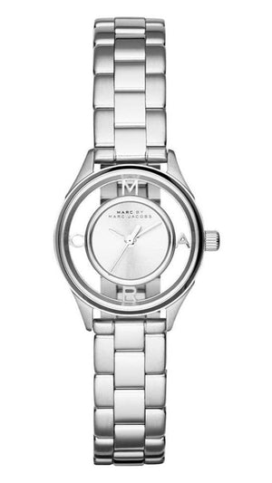 Marc Jacobs Tether Transparent Silver Dial Silver Steel Strap Watch for Women - MBM3416 Buy Now By Marc Jacobs