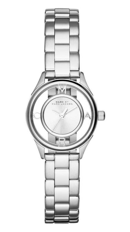 Marc Jacobs Tether Transparent Silver Dial Silver Steel Strap Watch for Women - MBM3416 Buy Now By Marc Jacobs