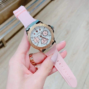 Guess White Dial Pink Silicone Strap Watch For Women - W1049L4 Buy Now By Guess