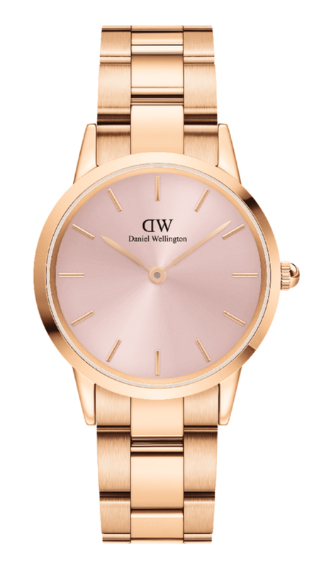 Daniel Wellington Iconic Link Pink Dial Rose Gold Steel Strap Watch For Women - DW00100335 Buy Now By Daniel Wellington