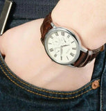 Guess Wafer Quartz White Dial Brown Leather Strap Watch For Men - W70016G2 Buy Now By Guess