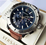 Versace Casual Chronograph Blue Dial Brown Leather Strap Watch for Men - VERG002-18 Buy Now By Versace