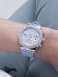 Guess Heiress Diamonds Blue Dial Blue Rubber Strap Watch for Women - GW0407L1 Buy Now By Guess