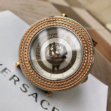 Versace V Metal Icon Quartz Silver Dial Brown Leather Strap Watch For Men - VQL010015 Buy Now By Versace