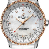 Breitling Navitimer Automatic 35 Mother of Pearl Dial White Leather Strap Watch for Women - U17395211A1P3 Buy Now By Breitling