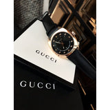 Gucci GG2570 Quartz Black Dial Black Leather Strap Watch For Men - YA142307 Buy Now By Gucci