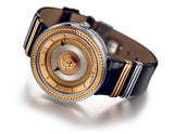 Versace V Metal Icon Gold Dial Black & Silver & Gold Strap Watch for Women - VLC020014 Buy Now By Versace
