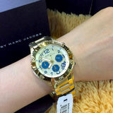 Marc Jacobs Rock Metal Chronograph Gold Dial Gold Steel Strap Watch for Men - MBM3158 Buy Now By Marc Jacobs