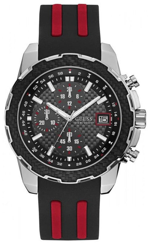 Guess Octane Chronograph Black Dial Two Tone Silicone Strap Watch For Men - W1047G1 Buy Now By Guess