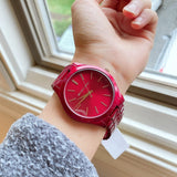 Michael Kors Slim Runway Red Dial Red Steel Strap Watch For Women - MK3895 Buy Now By Michael Kors