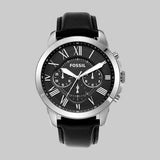 Fossil Grant Chronograph Black Dial Black Leather Strap Watch for Men - FS4812 Buy Now By Fossil