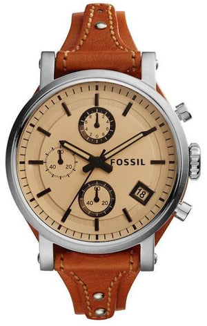 Fossil Original Boyfriend Sport Chronograph Beige Dial Brown Leather Strap Watch for Women - ES4046 Buy Now By Fossil