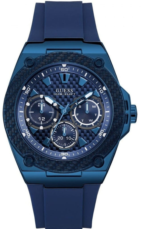 Guess Legacy Blue Dial Blue Rubber Strap Watch for Men - W1049G7 Buy Now By Guess