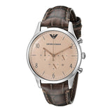 Emporio Armani Classic Chronograph Cream Dial Brown Leather Strap Watch For Men - AR1878 Buy Now By Emporio Armani