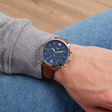 Fossil Neutra Chronograph Blue Dial Brown Leather Strap Watch for Men - FS5453 Buy Now By Fossil