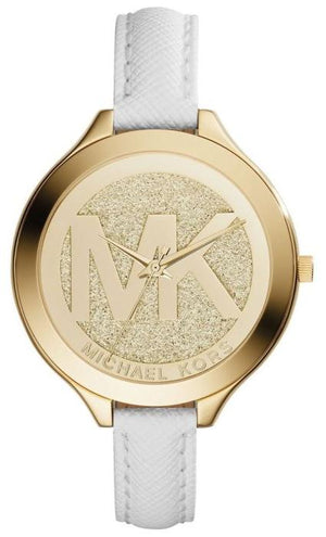 Michael Kors Slim Runway Quartz Gold Dial White Leather Strap Watch For Women - MK2389 Buy Now By Michael Kors