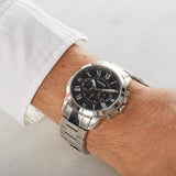 Fossil Grant Chronograph Black Dial Silver Steel Strap Watch for Men - FS4736 Buy Now By Fossil