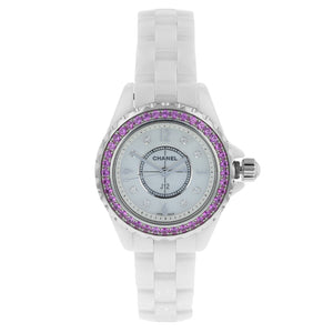 Chanel J12 Quartz Diamonds Mother of Pearl White Dial White Steel Strap Watch for Women - J12 H3243 Buy Now By Chanel