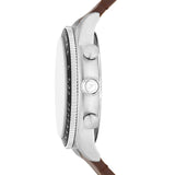 Fossil Sport Tourer Chronograph White Dial Brown Leather Strap Watch for Men - FS6042 Buy Now By Fossil