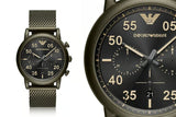 Emporio Armani Luigi Quartz Chronograph Black Dial Green Mesh Bracelet Watch For Men - AR11115 Buy Now By Emporio Armani