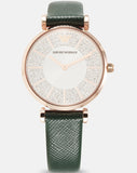 Emporio Armani Pro Planet Analog Silver Dial Green Leather Strap Watch For Women - AR11517 Buy Now By Emporio Armani