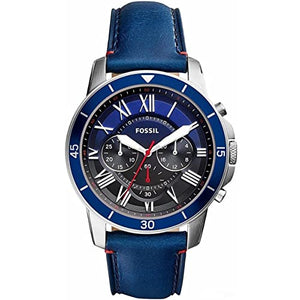 Fossil Grant Chronograph Blue Dial Blue Leather Strap Watch for Men - FS5373 Buy Now By Fossil