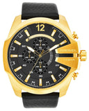 Diesel Mega Chief Chronograph Black Dial Black Leather Strap Watch For Men - DZ4344 Buy Now By Diesel