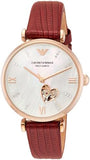 Emporio Armani Gianni T-Bar Mother of Pearl White Dial Red Leather Strap Watch For Women - AR60048 Buy Now By Emporio Armani