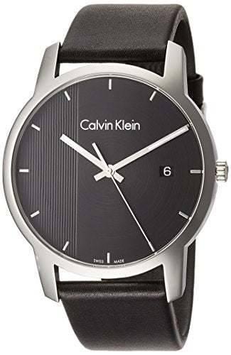 Calvin Klein City Quartz Black Dial Black Leather Strap Watch for Men - K2G2G1C1 Buy Now By Calvin Klein