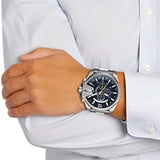 Diesel Mega Chief Chronograph Blue Dial Silver Steel Strap Watch For Men - DZ4465 Buy Now By Diesel