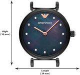 Emporio Armani Gianni T-Bar Quartz Black Mother of Pearl Dial Black Steel Strap Watch For Women - AR11268 Buy Now By Emporio Armani