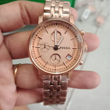Fossil Boyfriend Chronograph Rose Gold Dial Rose Gold Steel Strap Watch for Women - ES3380 Buy Now By Fossil