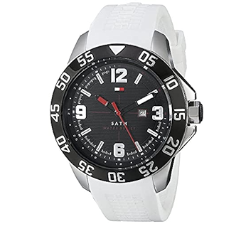 Tommy Hilfiger Sport Black Dial White Rubber Strap Watch for Men - 1790986 Buy Now By Tommy Hilfiger