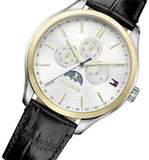 Tommy Hilfiger Oliver Analog Silver Dial Black Leather Strap Watch for Men - 1791305 Buy Now By Tommy Hilfiger