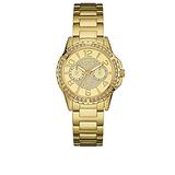 Guess Sassy Analog Quartz Gold Dial Gold Steel Strap Watch For Women - W0705L2 Buy Now By Guess