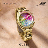 Guess Sugarrush Quartz Multicolor Dial Gold Steel Strap Watch For Women - GW0258L1 Buy Now By Guess