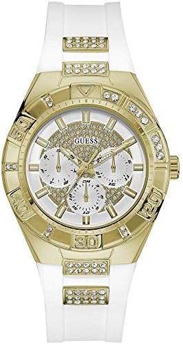 Guess Luna Diamonds White Dial White Rubber Strap Watch for Women - W0653L3 Buy Now By Guess