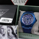 Guess Legacy Blue Dial Blue Rubber Strap Watch for Men - W1049G7 Buy Now By Guess
