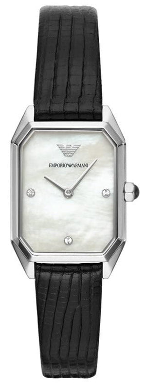 Emporio Armani Gioia Analog Mother of Pearl Dial Black Leather Strap Watch For Women - AR11148 Buy Now By Emporio Armani