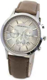 Emporio Armani Classic Chronograph Silver Dial Brown Leather Strap Watch For Men - AR2471 Buy Now By Emporio Armani